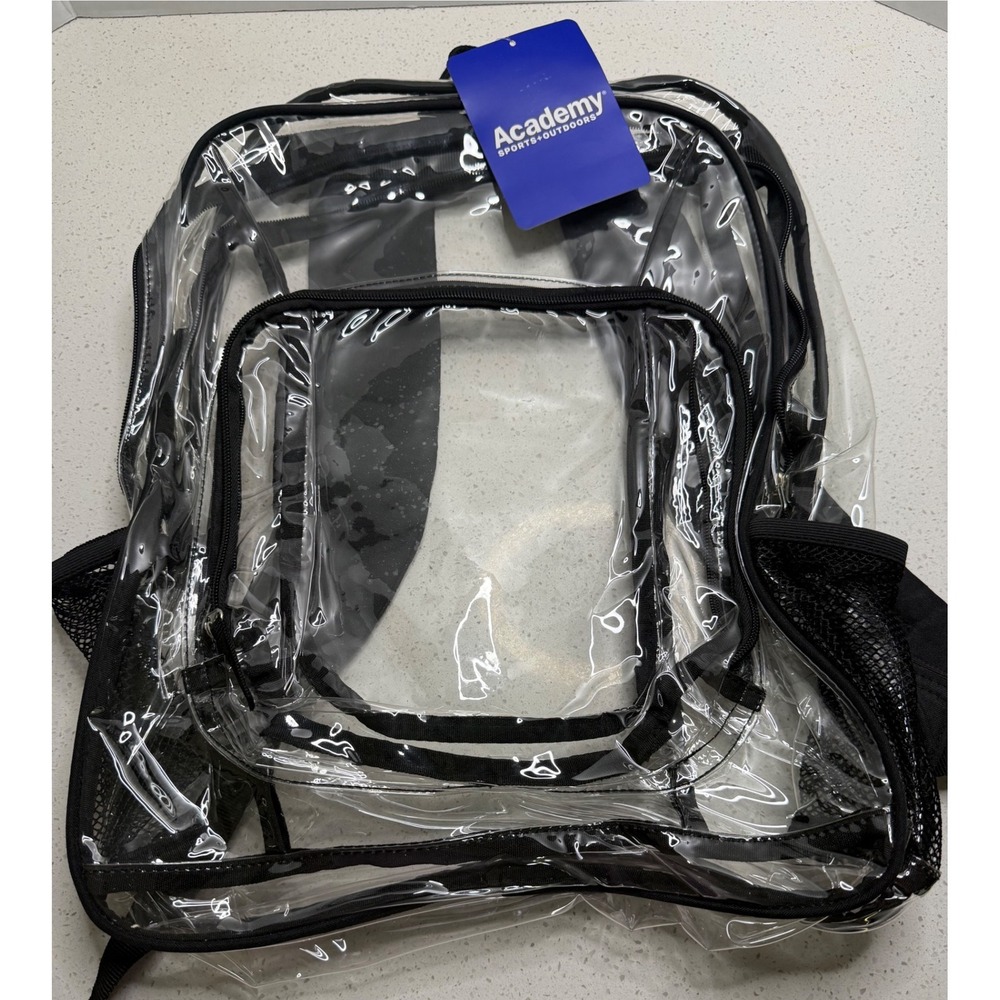 Academy Sports Outdoors Clear Backpack Transparent PVC School Stadium Bag Black